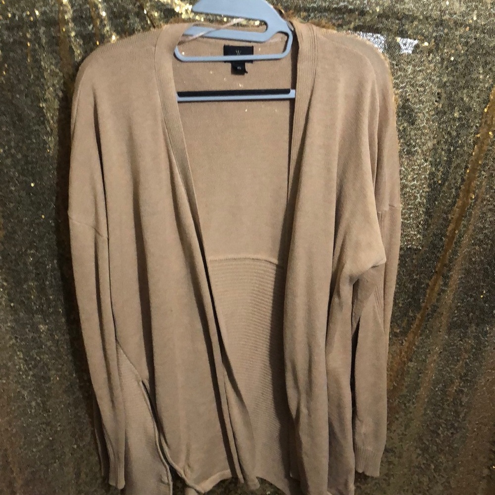 Tan Ribbed Cardigan w/ Side Zipper